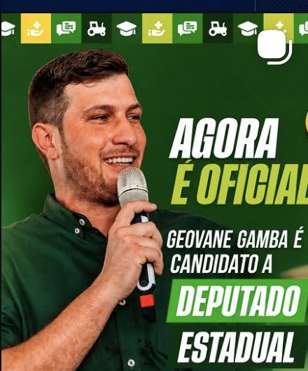 Agora é oficial: Geovane Gamba candidato a Deputado Estadual